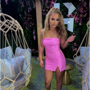 SHEIN strapless pink dress